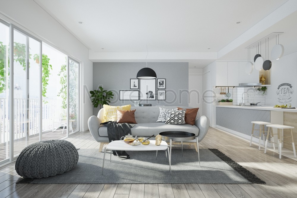 Thiết kế căn hộ 50m2 với 2 phòng ngủ sáng tạo, tiện nghi